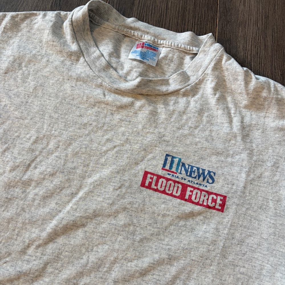 Vintage 90s 11 News Flood Force Grey Single Stitch T-Shirt